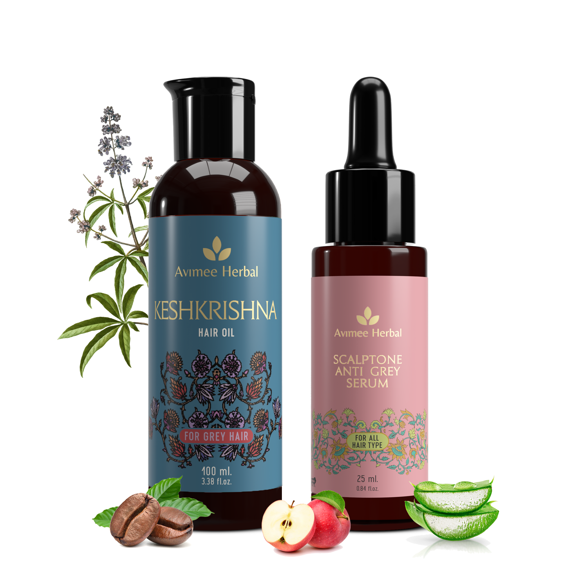 Anti Grey Hair Super Saver Combo: Keshkrishna Hair Oil and Scalptone Grey Hair Serum